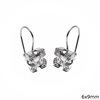 Silver 925 Square Earrings with Rosette and Zircon 9mm