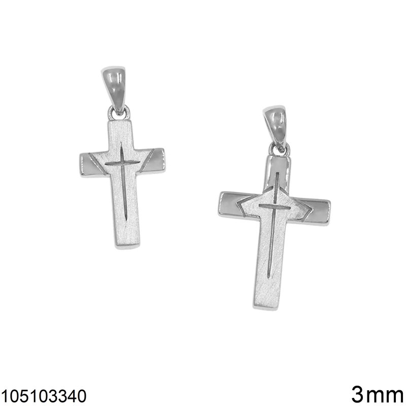 Silver 925 Pendant Cross Loustre 3mm