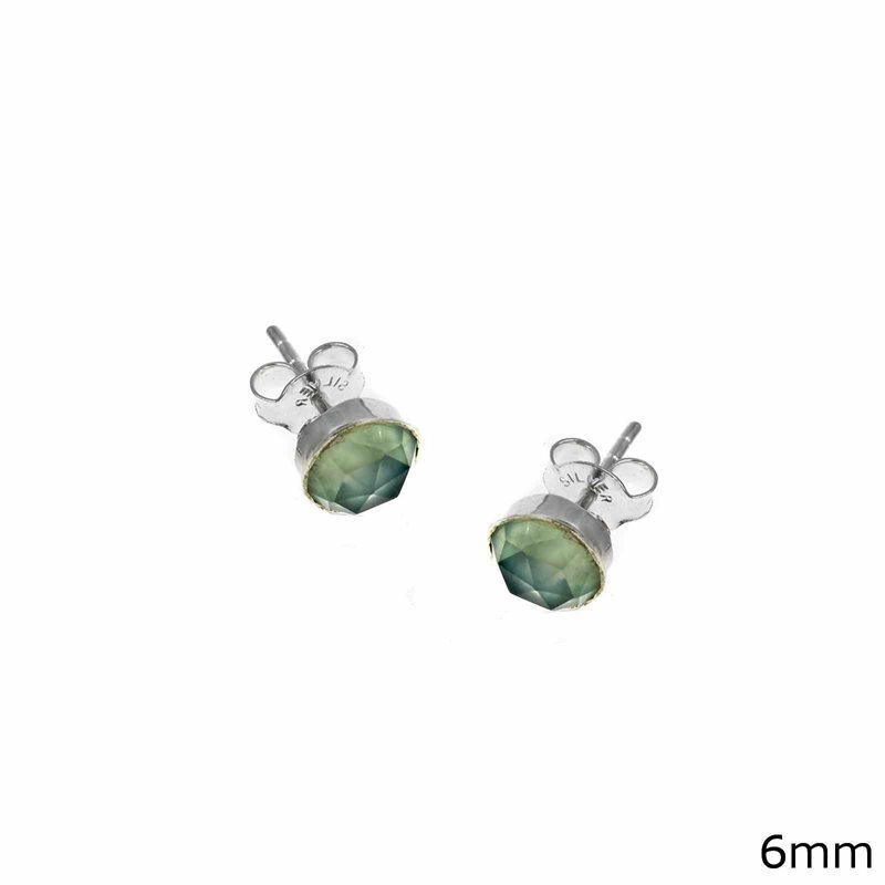 Silver 925 Earrings with Semi Precious Stones 6mm