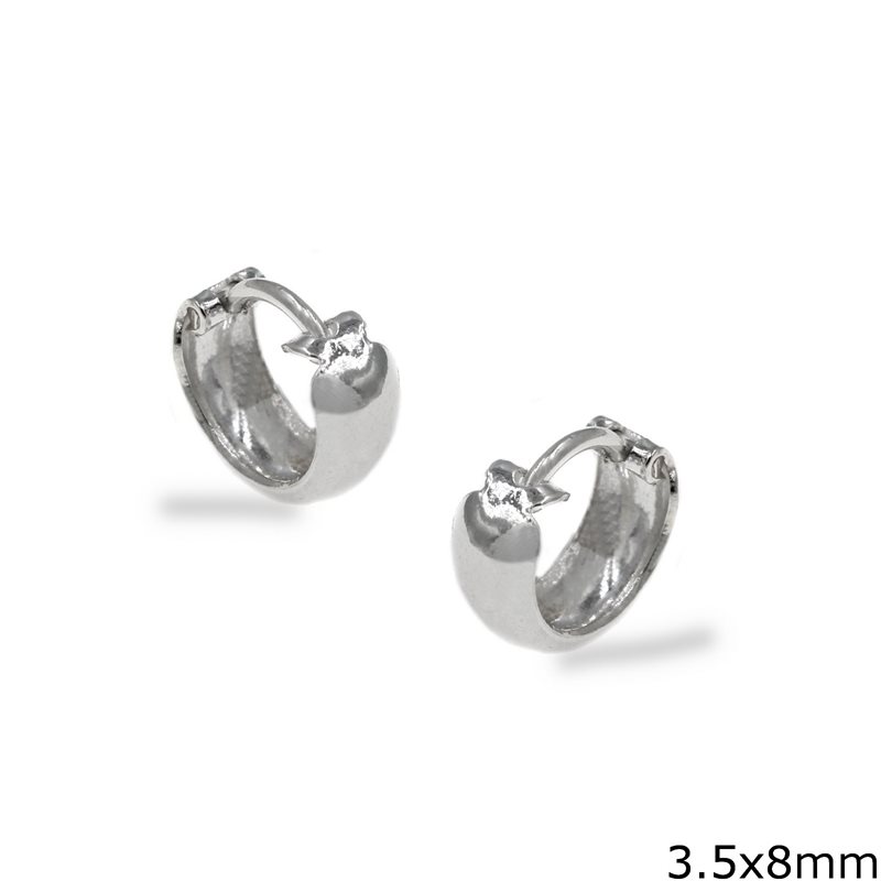 Silver 925 Hoop Earrings 3.5x8mm