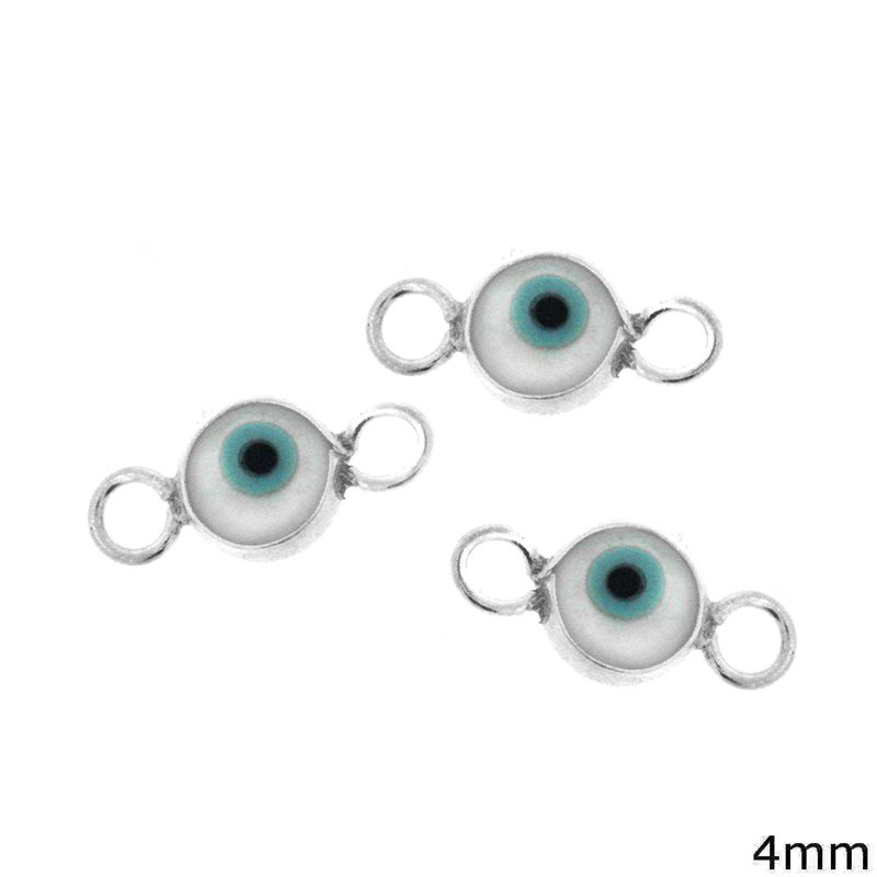 Silver 925 Spacer Evil Eye with Mop-shell 4mm
