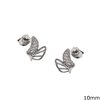 Silver 925 Earrings Butterfly with Zircon 10mm