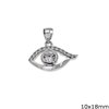 Silver 925 Evil Eye Pendant with Zircon 10x18mm