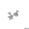 Silver 925 Earrings Starfish and Seashell 10mm