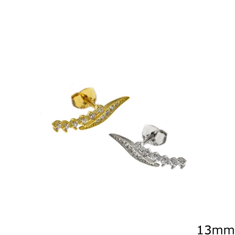 Silver 925  Earrings with Zircon 13mm