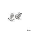Silver 925 Earrings Anchor and Wheel  9mm