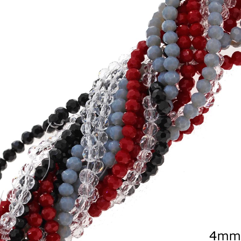 Round Faceted Glass Beads 4mm