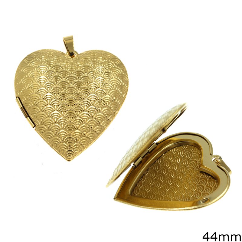 Stainless Steel Pendant Heart Openable 44mm