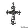 Silver 925 Pendant Cross with Marcasite 45x33mm