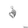 Silver 925 Pendant Heart with Zircon 14mm
