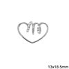 Silver 925 Pendant Heart with Zircon 13x8.5mm