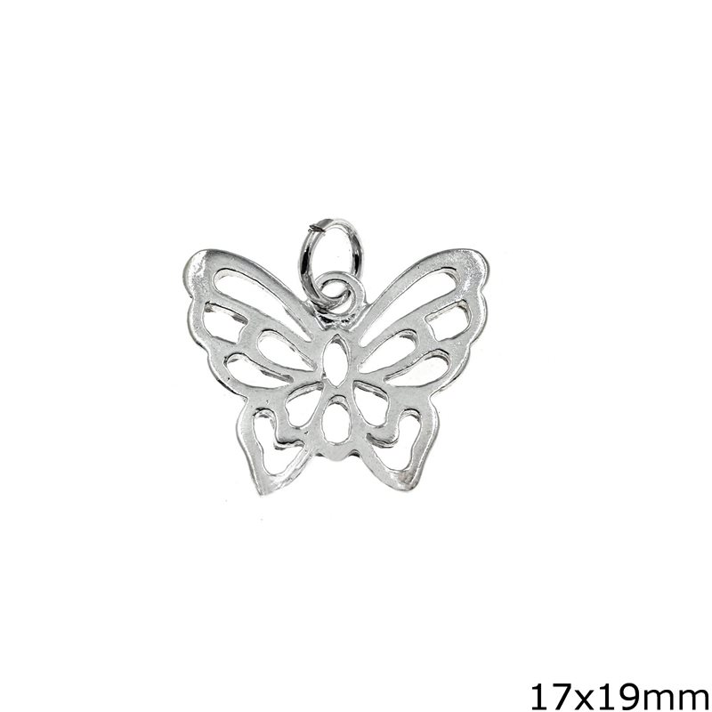 Silver 925 Lacy Pendant Butterfly 17x19mm