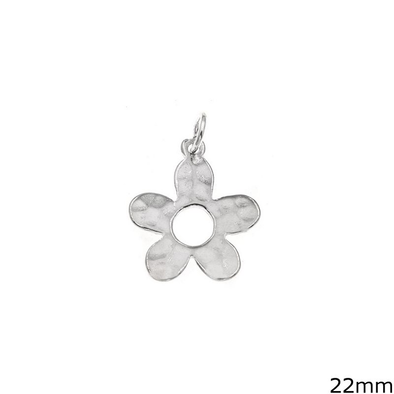 Silver 925 Hammered Pendant Outline Style Daisy 22mm