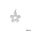 Silver 925 Hammered Pendant Outline Style Daisy 22mm
