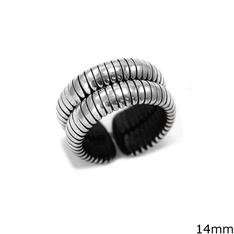 Silver 925 Double Curved Ring 14mm