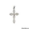 Silver 925 Pendant Cross with Mop-shell and Onyx 20x30mm