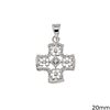 Silver 925 Lacy Pendant Cross with Zircon 20mm