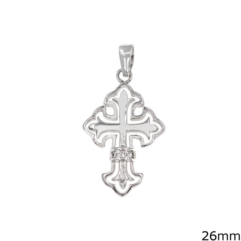 Silver 925 Pendant Cross with Triangle Edges 26mm