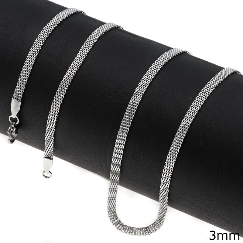 Stainless Steel Flat Mesh Chain 3mm