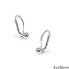 Silver 925 Earrings with Ball 4x15mm