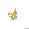 Silver 925 Pendant Butterfly 15mm, Gold plated