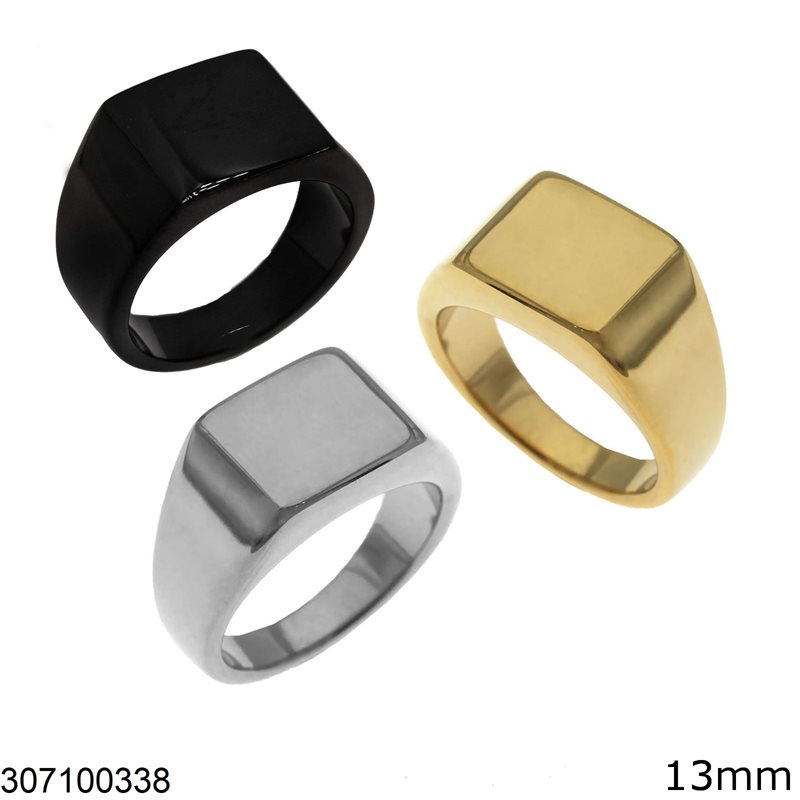 Stainless Steel Male Ring Square Plate 13mm 