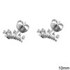 Silver 925 Earrings Crown with Navettes 10-14mm