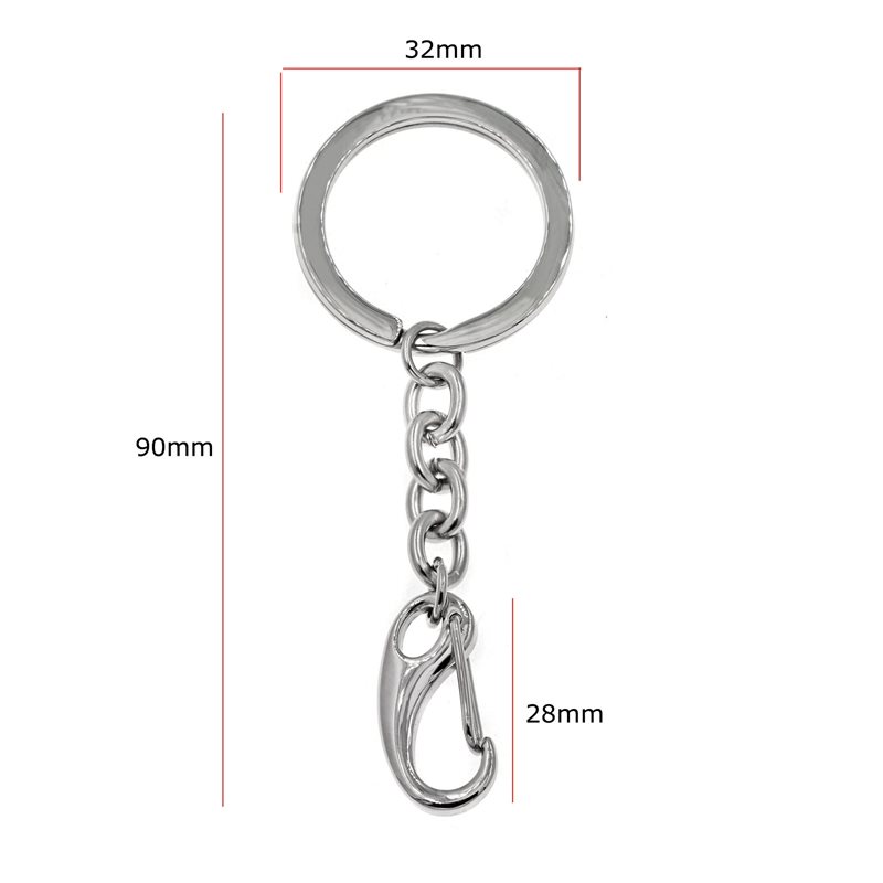 Stainless Steel Finished Keychain Tag 32mm with Lobster Claw Clasp 28mm