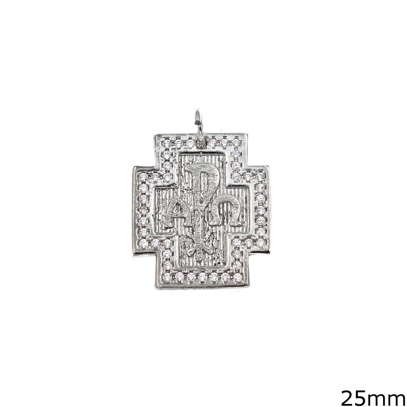 Silver 925 Pendant Cross with Zircon 25mm