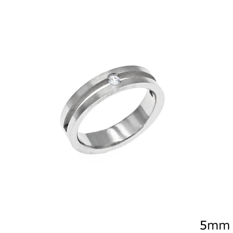 Stainless Steel Ring with Zircon 5mm