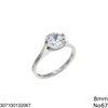 Stainless Steel Ring with Zircon 8mm