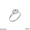 Stainless Steel Ring with Zircon 8mm