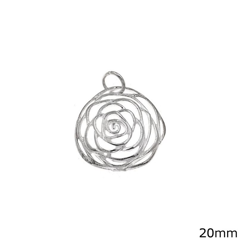 Silver 925  Pendant Round Rose 20mm