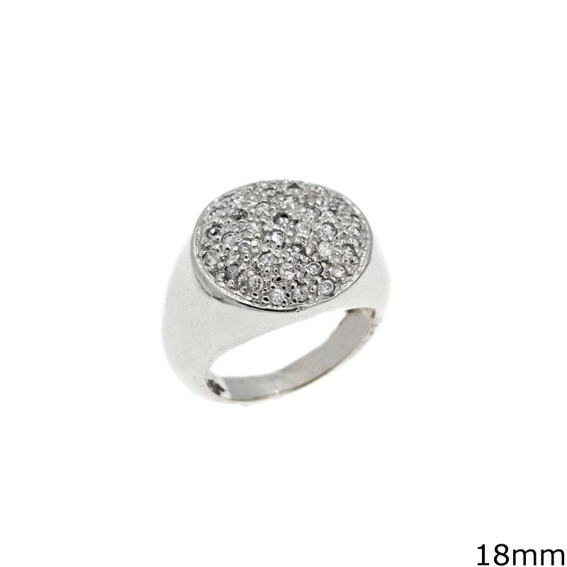 Silver  925 Ring with Round Base an Stones 18mm