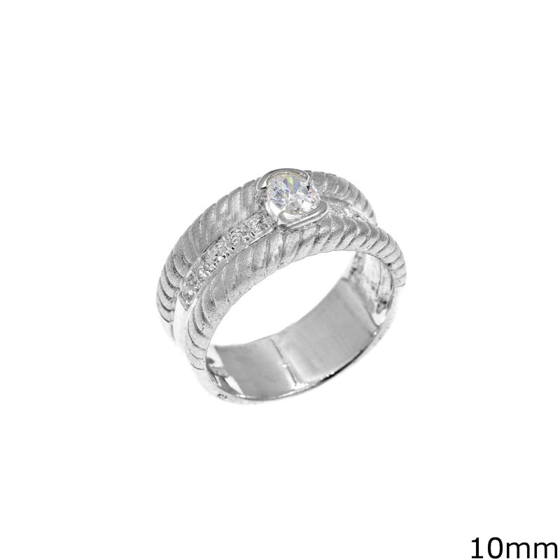 Silver 925 Ring with Oval Zircon 10mm