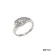 Silver 925 Ring Lustre Leaf with Zircon 10mm
