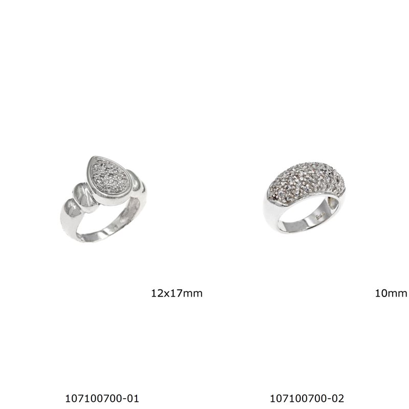 Δαχτυλίδι Ασημένιο  925 με Ζιργκόν Δάκρυ 12x17mm και Οβάλ 10mm