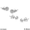 Silver 925 Earrings with Half Ball Satin Finish 6mm