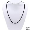 Silver 925 Νecklace with Rubber  2mm 