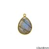 Silver 925 Bezel Pearshaped Pendant with Semi Precious Stone 13x18mm