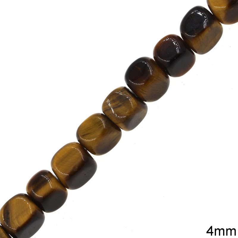 Tiger Eye Rounded Cube Beads 4mm