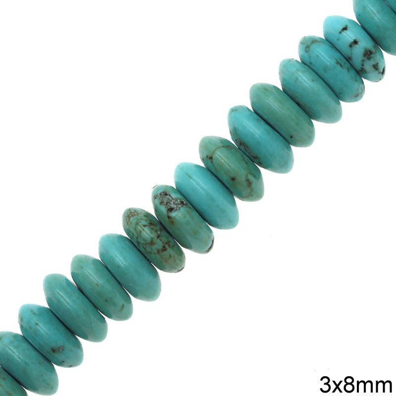 Turquoise Rondelle Bead 3x8mm