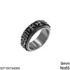 Stainless Steel Anxiety Ring with Crosses and Symbols 9mm