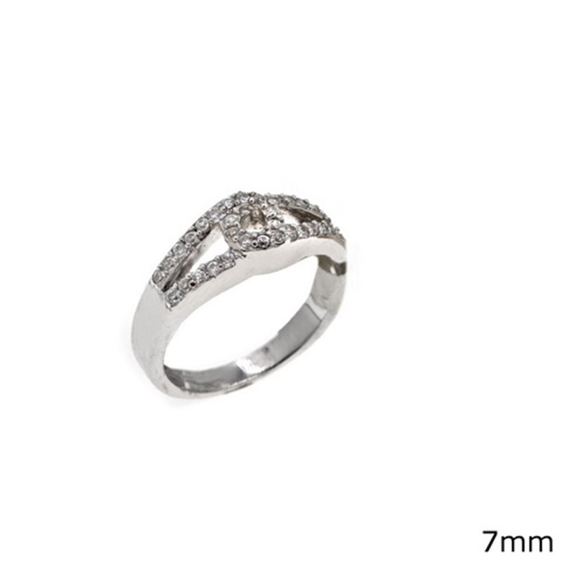 Silver 925 Ring Knot with Zircon 7mm