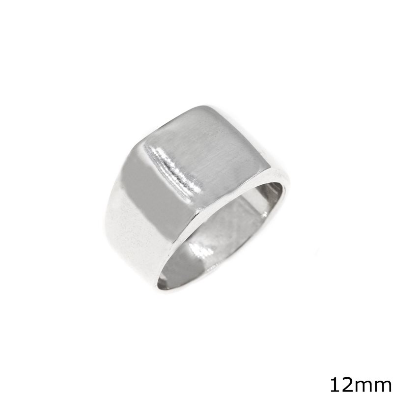 Silver 925  Ring with Lustre Square Plate 12mm