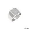Silver 925  Ring with Lustre Square Plate 12mm