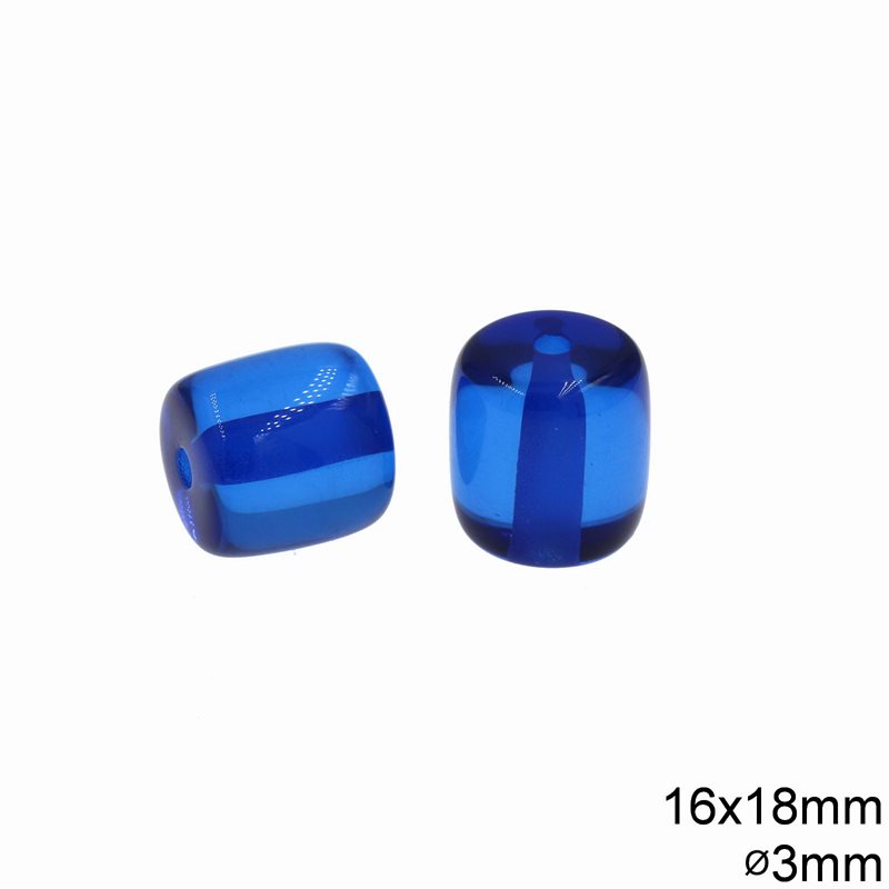 Χάνδρα Πλαστική Κομπολόι Μπλε Κύλινδρος 16x18mm O3