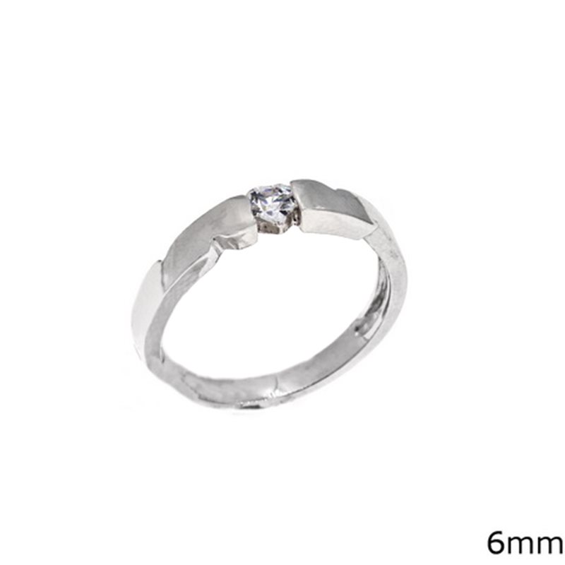 Silver 925 Ring with Zircon Heart 6mm