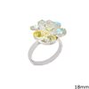 Silver 925  Ring Daisy with Crystal 18mm