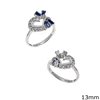 Silver   925 Ring Heart Outline Style with Zircon and Baguettes 13mm